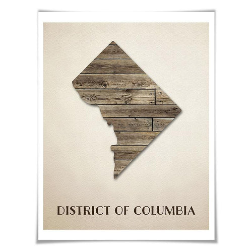 Washington D.C. Map Art Print. 5 Sizes. Travel Poster. Custom State. USA Map. Rustic Art Home Decor.