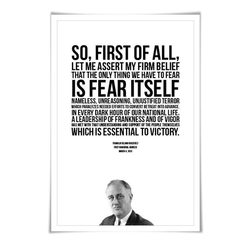 Franklin Delano Roosevelt FDR Presidential Inaugural Speech. 5 Sizes. American History Poster.