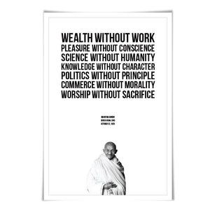 Seven Social Sins Mahatma Gandhi Art Print. 5 Sizes. Graduation Gift Seven Deadly Sins Ethics Philosophy