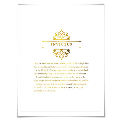Invictus Gold Foil Print. 7 Foil Colours. Graduation Gift. Inspirational Motivational Poster. Master of my Fate