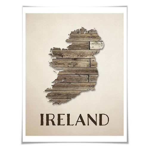 Ireland Map Art Print. 5 Sizes. Travel Poster. Country Map. Ireland Map. Rustic Art Home Decor.