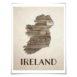 Ireland Map Art Print. 5 Sizes. Travel Poster. Country Map. Ireland Map. Rustic Art Home Decor.