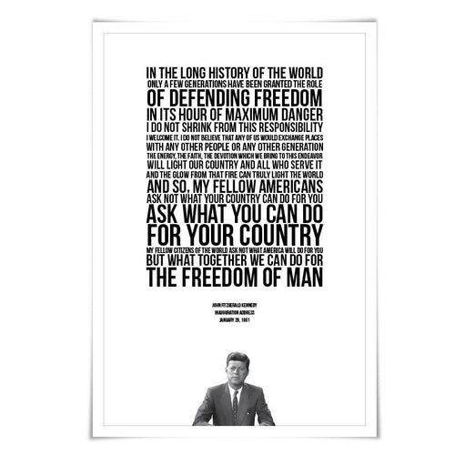 John Fitzgerald Kennedy Inauguration Speech. 5 Sizes. JFK Quote. American History Poster. Motivational Graduation Gift