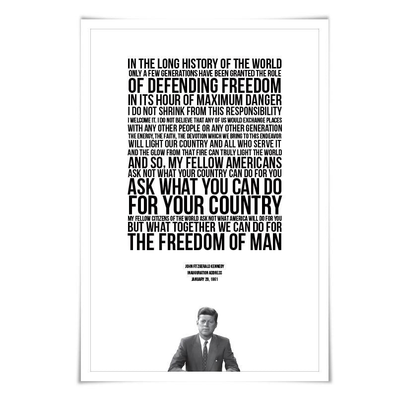 John Fitzgerald Kennedy Inauguration Speech. 5 Sizes. JFK Quote. American History Poster. Motivational Graduation Gift