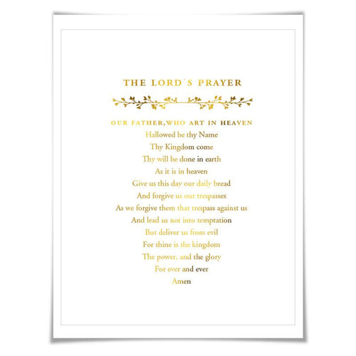 The Lord's Prayer Gold Foil Art Print. 7 Foil Colours. 3 Sizes. Christian Wall Art. Christian Poster. Religious Art