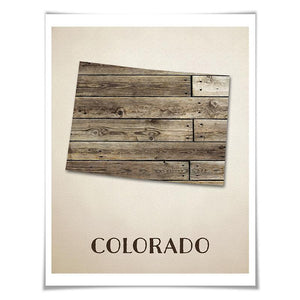 Colorado Map Art Print. 5 Sizes. Travel Poster. Custom State. USA Map. Rustic Art Home Decor.