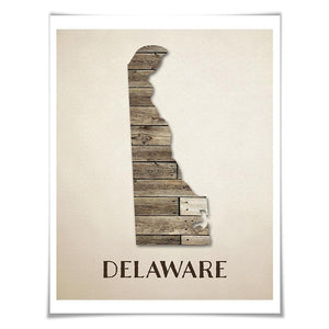 Delaware Map Art Print. 5 Sizes. Travel Poster. Custom State. USA Map. Rustic Art Home Decor.