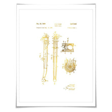 Dental Drill Gold Foil Patent Illustration. 7 Foil Colours. Dentist Office Art. Vintage Art Print