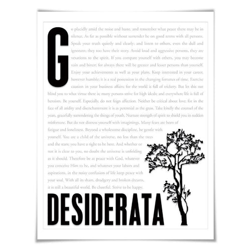 Desiderata by Max Ehrmann Literary Art Print. 4 Sizes. Inspirational Art, Motivational Print