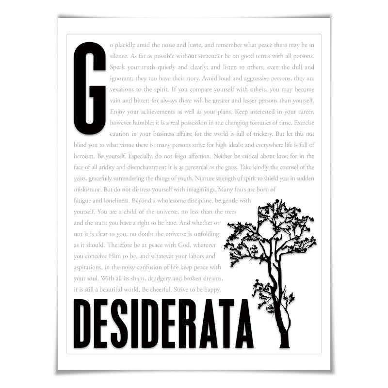 Desiderata by Max Ehrmann Literary Art Print. 4 Sizes. Inspirational Art, Motivational Print