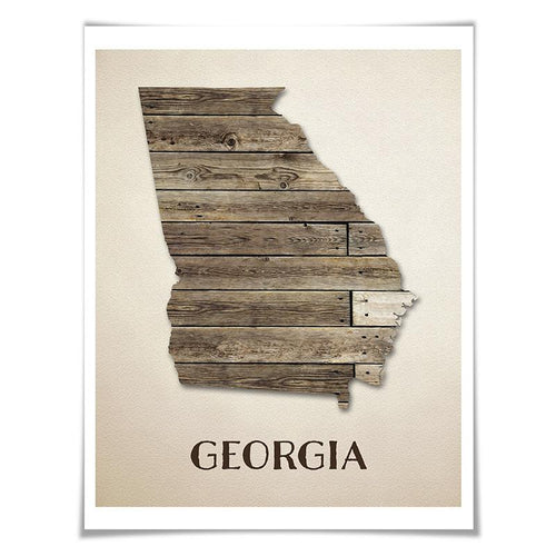 Georgia Map Art Print. 5 Sizes. Travel Poster. Custom State. USA Map. Rustic Art Home Decor.
