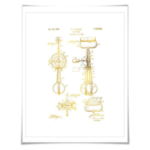 Egg Beater Hand Mixer Patent Drawing Gold Foil Art Print. 7 Foil Colours. Vintage Poster Cooking Baking Kitchen Chef