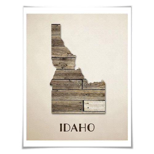 Idaho Map Art Print. 5 Sizes. Travel Poster. Custom State. USA Map. Rustic Art Home Decor.