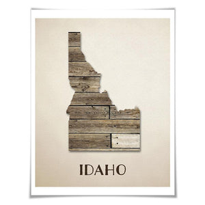 Idaho Map Art Print. 5 Sizes. Travel Poster. Custom State. USA Map. Rustic Art Home Decor.
