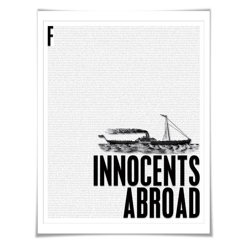Innocents Abroad by Mark Twain. Literary Art Print. 4 Sizes. Literature Poster. Book Art. American Author