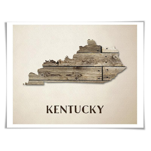 Kentucky Map Art Print. 5 Sizes. Travel Poster. Custom State. USA Map. Rustic Art Home Decor.