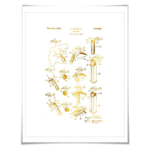 Lipstick Gold Foil Patent Illustration. 7 Foil Colours. Feminine Poster. Vintage Art Print