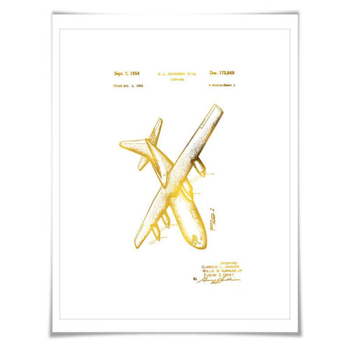 Lockheed C-130 Hercules Airplane Patent Gold Foil Art Print. 7 Foil Colours. Aviation Poster.