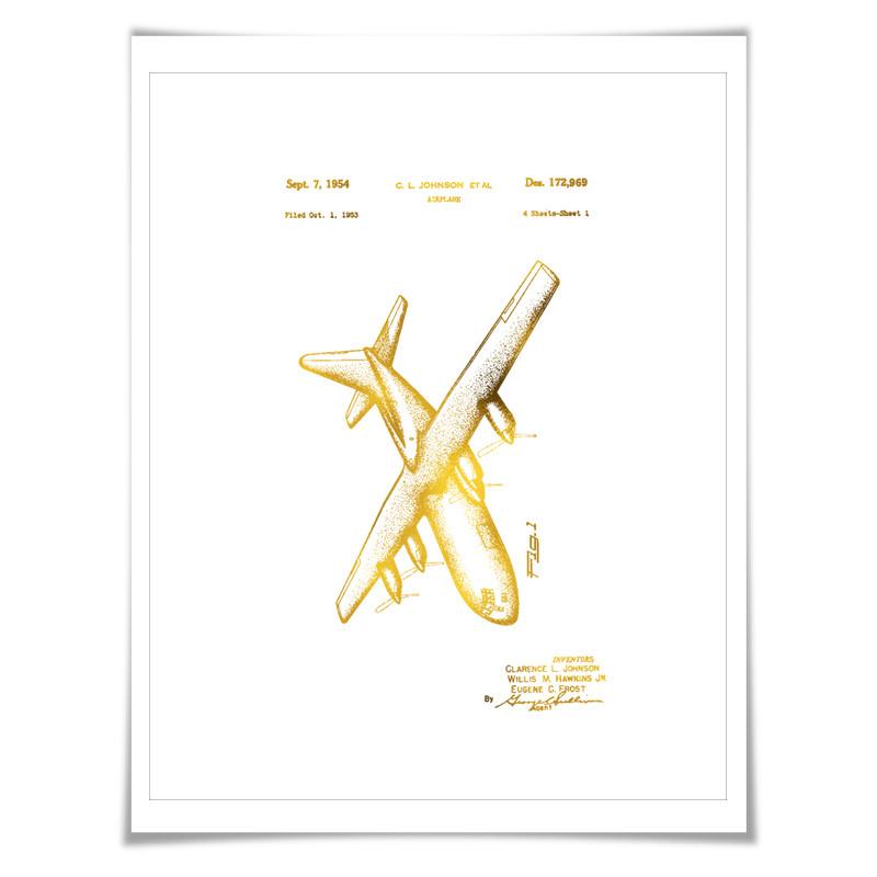 Lockheed C-130 Hercules Airplane Patent Gold Foil Art Print. 7 Foil Colours. Aviation Poster.