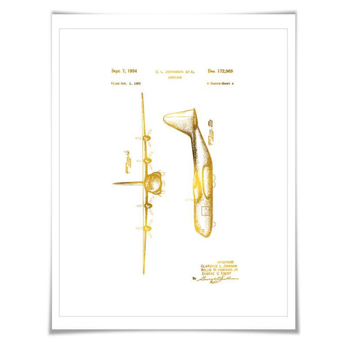 Lockheed C-130 Hercules Airplane Patent Gold Foil Art Print. 7 Foil Colours. Aviation Poster.