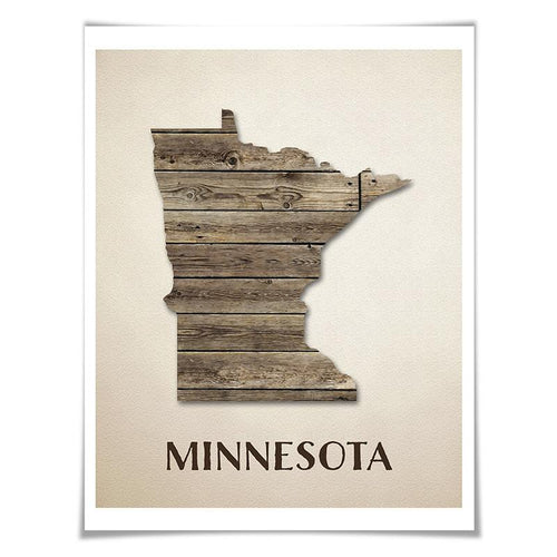 Minnesota Map Art Print. 5 Sizes. Travel Poster. Custom State. USA Map. Rustic Art Home Decor.