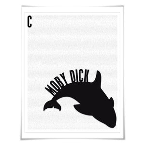 Moby Dick by Herman Melville. Literary Art Print. 4 Sizes. Literature Poster. Book Art