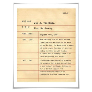 Mrs. Dalloway by Virginia Woolf. Literary Art Print. 5 Sizes. Library Card. Book Lovers Gift. Literature