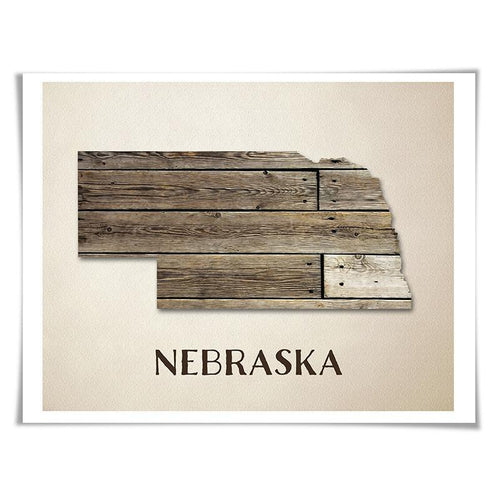 Nebraska Map Art Print. 5 Sizes. Travel Poster. Custom State. USA Map. Rustic Art Home Decor.