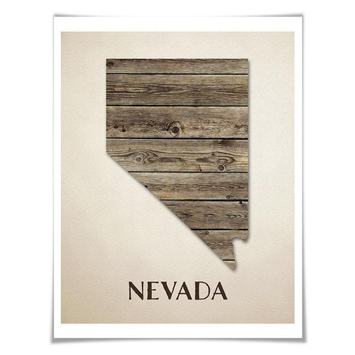 Nevada Map Art Print. 5 Sizes. Travel Poster. Custom State. USA Map. Rustic Art Home Decor.