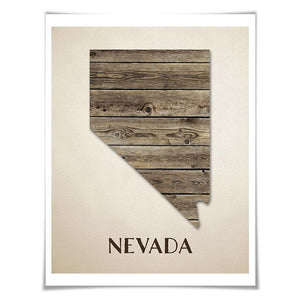 Nevada Map Art Print. 5 Sizes. Travel Poster. Custom State. USA Map. Rustic Art Home Decor.