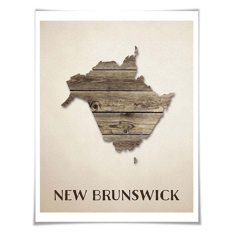 New Brunswick Map Art Print. 5 Sizes. Travel Poster. Custom Province. Canada Map. Rustic Art Home Decor.