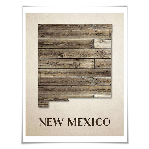 New Mexico Map Art Print. 5 Sizes. Travel Poster. Custom State. USA Map. Rustic Art Home Decor.
