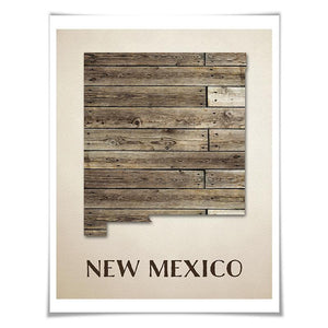 New Mexico Map Art Print. 5 Sizes. Travel Poster. Custom State. USA Map. Rustic Art Home Decor.