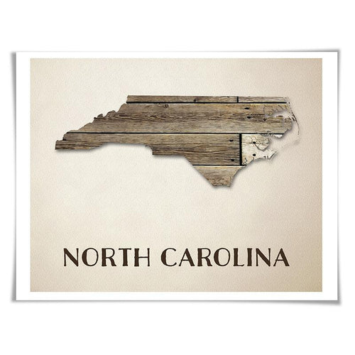 North Carolina Map Art Print. 5 Sizes. Travel Poster. Custom State. USA Map. Rustic Art Home Decor.