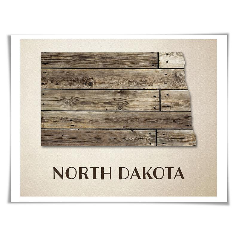 North Dakota Map Art Print. 5 Sizes. Travel Poster. Custom State. USA Map. Rustic Art Home Decor.