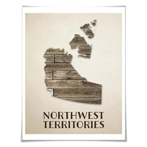 Northwest Territories Map Art Print. 5 Sizes. Travel Poster. Custom Province. Canada Map. Rustic Art Home Decor.