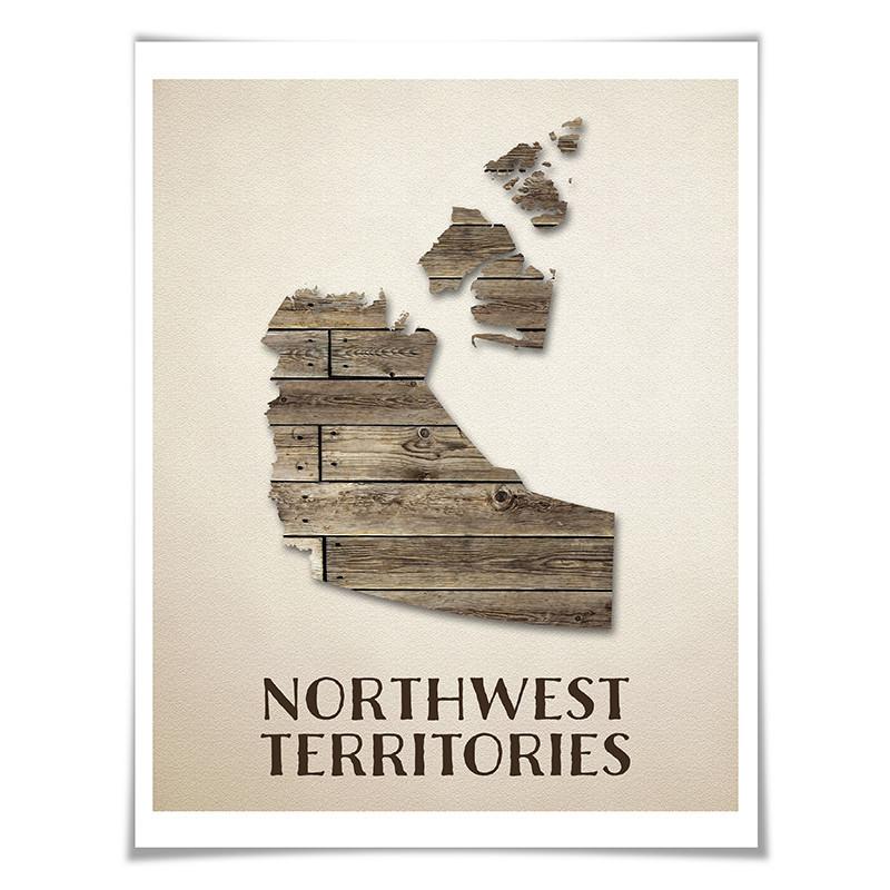 Northwest Territories Map Art Print. 5 Sizes. Travel Poster. Custom Province. Canada Map. Rustic Art Home Decor.