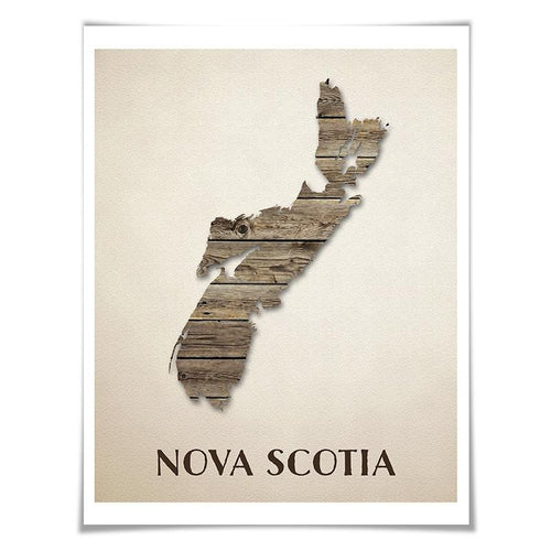 Nova Scotia Map Art Print. 5 Sizes. Travel Poster. Custom Province. Canada Map. Rustic Art Home Decor.