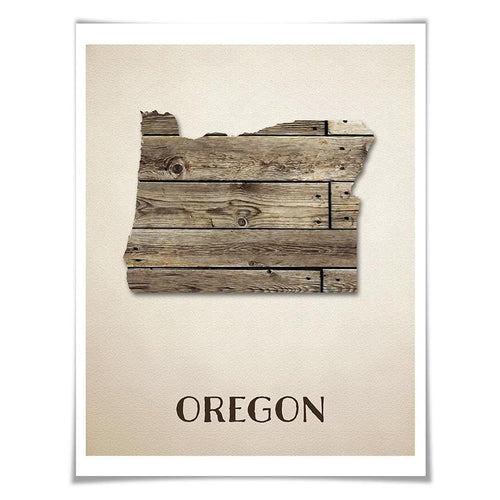 Oregon Map Art Print. 5 Sizes. Travel Poster. Custom State. USA Map. Rustic Art Home Decor.