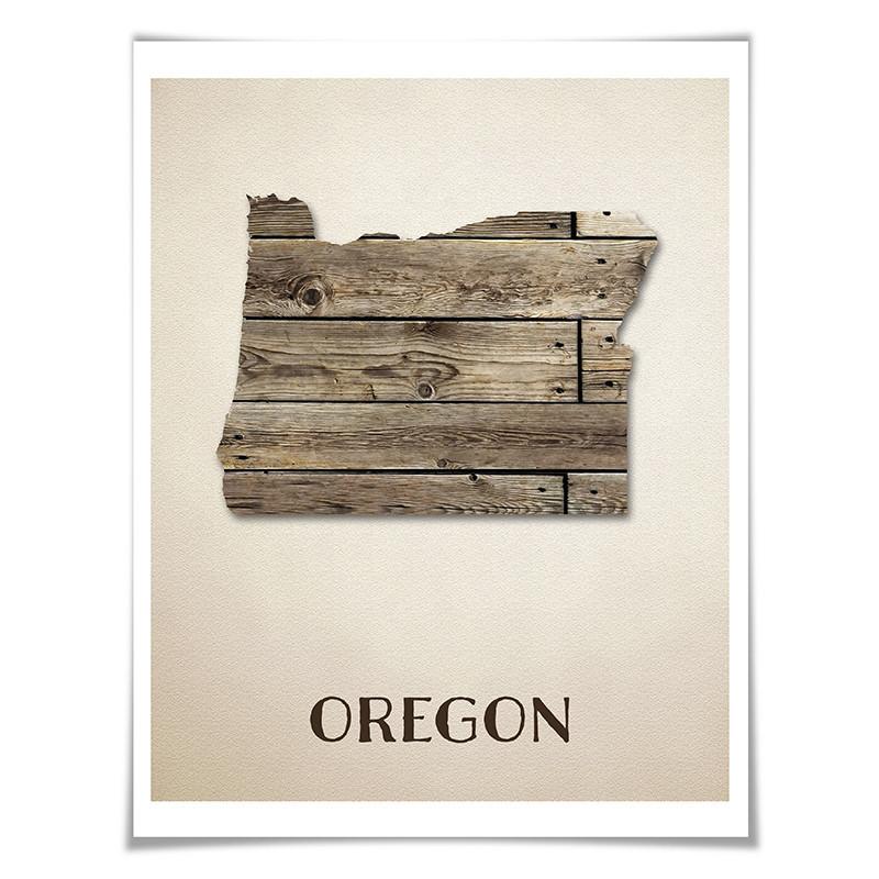 Oregon Map Art Print. 5 Sizes. Travel Poster. Custom State. USA Map. Rustic Art Home Decor.