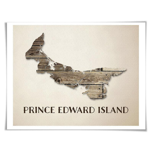 Prince Edward Island Map Art Print. 5 Sizes. Travel Poster. Custom Province. Canada Map. Rustic Art Home Decor.