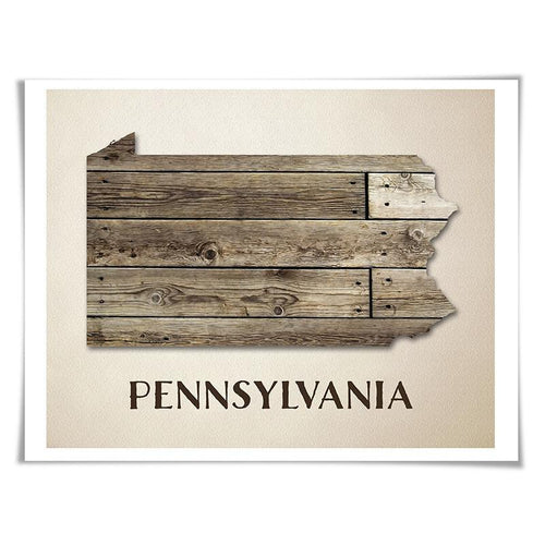 Pennsylvania Map Art Print. 5 Sizes. Travel Poster. Custom State. USA Map. Rustic Art Home Decor.