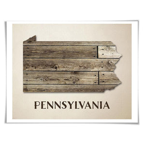 Pennsylvania Map Art Print. 5 Sizes. Travel Poster. Custom State. USA Map. Rustic Art Home Decor.