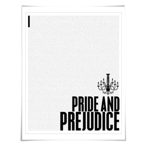 Pride and Prejudice by Jane Austen. Literary Art Print. 4 Sizes. Literature Poster. Book Art.