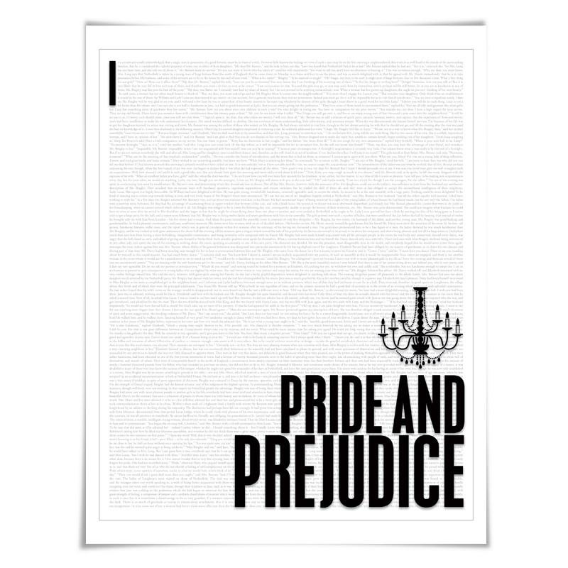 Pride and Prejudice by Jane Austen. Literary Art Print. 4 Sizes. Literature Poster. Book Art.