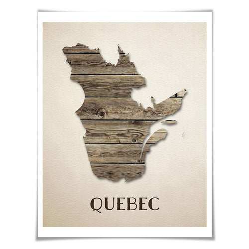 Quebec Map Art Print. 5 Sizes. Travel Poster. Custom Province. Canada Map. Rustic Art Home Decor.
