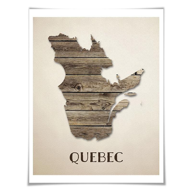 Quebec Map Art Print. 5 Sizes. Travel Poster. Custom Province. Canada Map. Rustic Art Home Decor.
