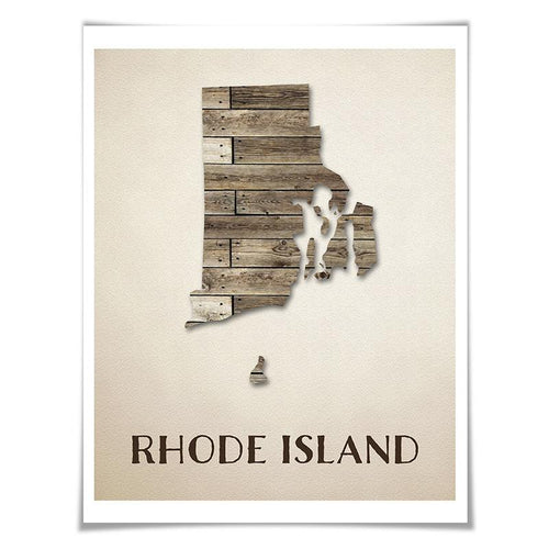 Rhode Island Map Art Print. 5 Sizes. Travel Poster. Custom State. USA Map. Rustic Art Home Decor.