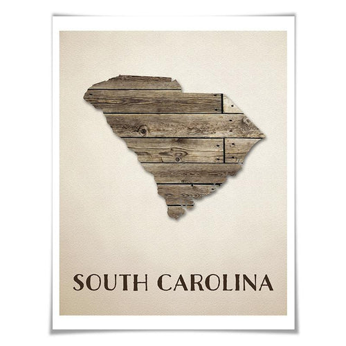 South Carolina Map Art Print. 5 Sizes. Travel Poster. Custom State. USA Map. Rustic Art Home Decor.