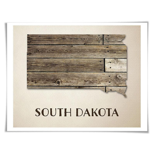 South Dakota Map Art Print. 5 Sizes. Travel Poster. Custom State. USA Map. Rustic Art Home Decor.
